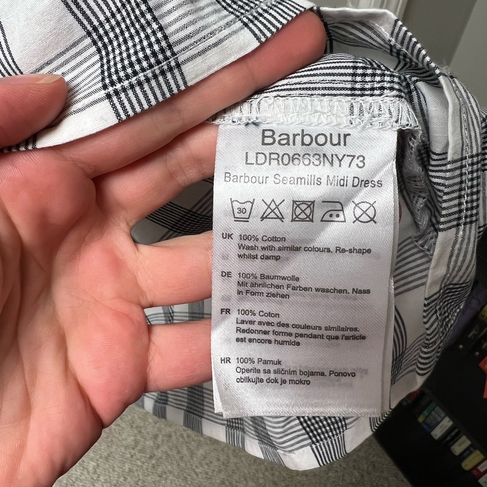 Barbour Seamills Midi Dress Checkered Gingham Prairie Dress - Picture 9 of 9